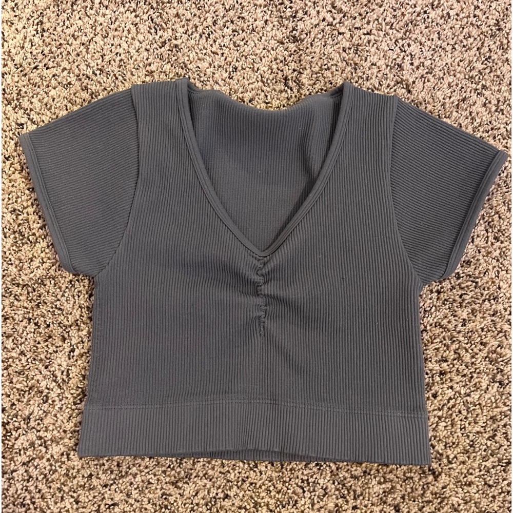 Blue Gilly Hicks Ribbed Crop Top